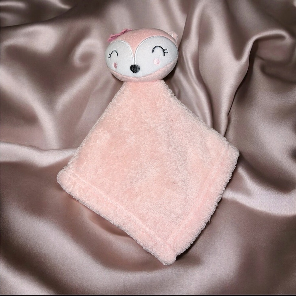 Pink Fox Baby Lovey Security Blanket by Mini Muffin